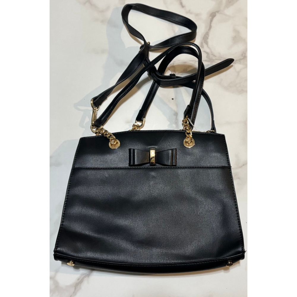 Miztique Vegan black Leather Satchel Bag with Bow